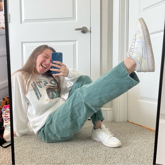 NO EXCUSES Vintage Green Mom Jeans Boyfriend sz. L - Picture 3 of 13